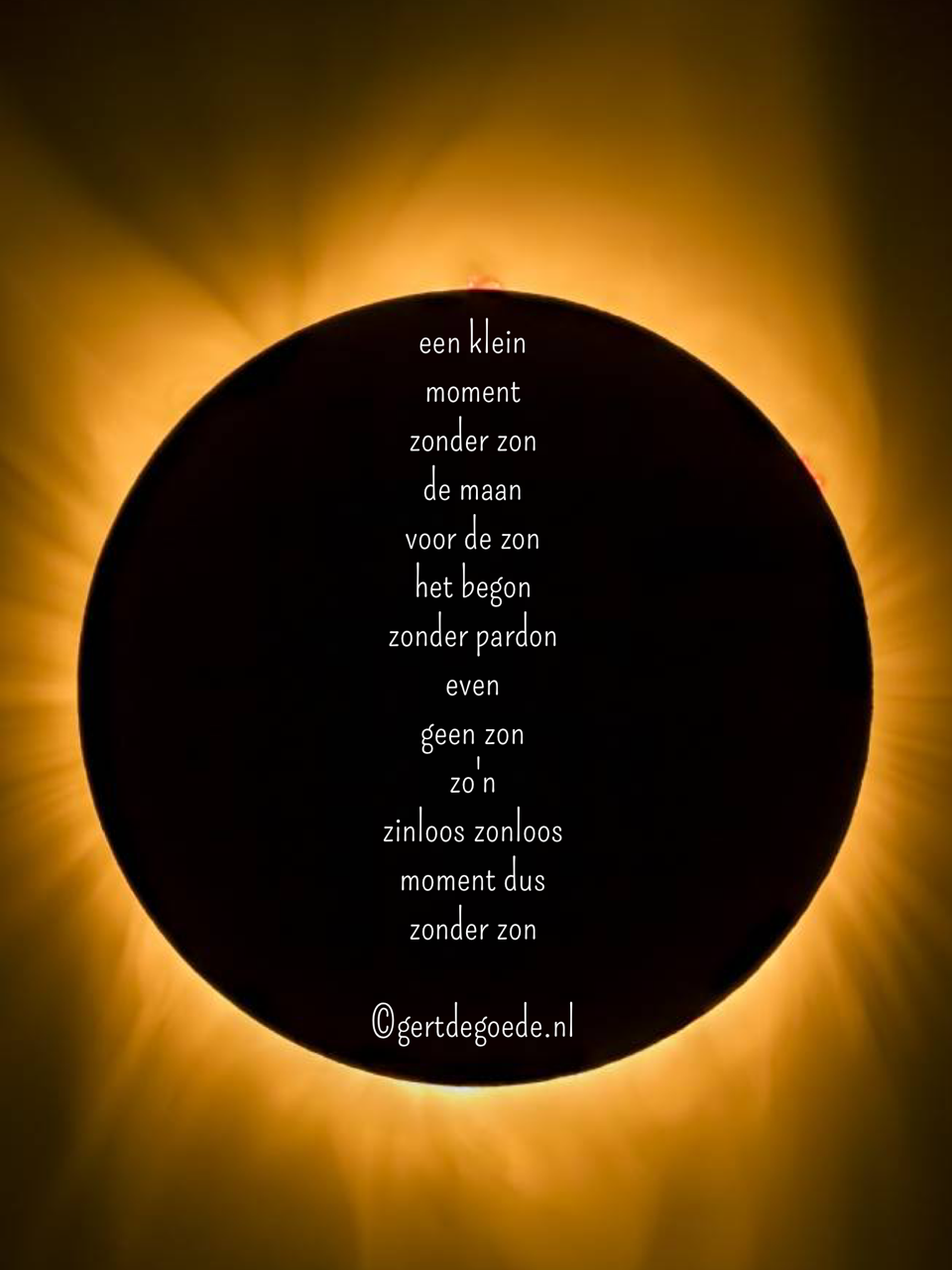 Gert de Goede zonsverduistering gedicht poezie zon verduistering maan