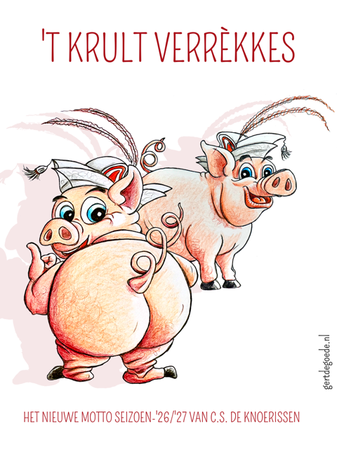 Knoerissen Uden carnaval motto 2026 2027 t krult verrekes Gert de Goede illustrator