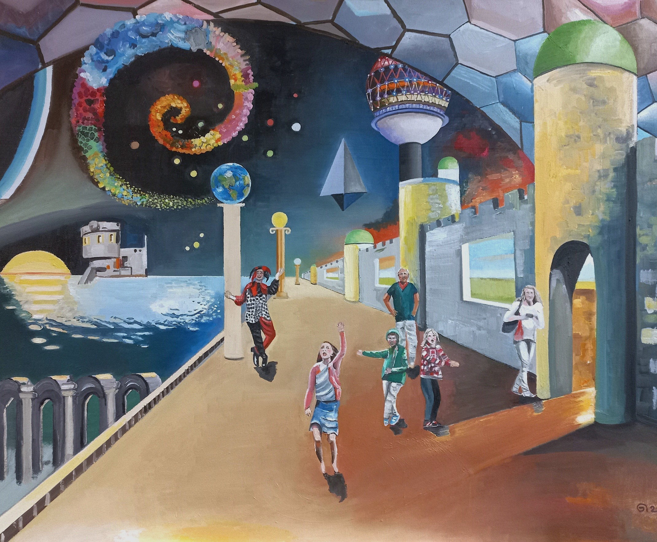 Hedendaagse surrealistische schilderkunst Contemporary surrealist painting Portal to the future by Peter Boonstra artpainter kunstenaar kunstschilder Almere